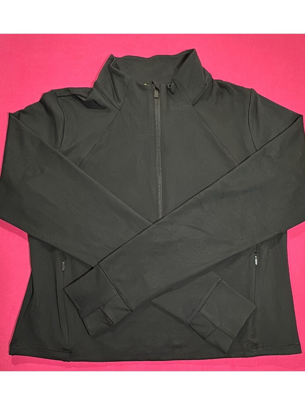All In Motion Men’s Half Zip Jacket Black Recycled Poly Size XL New